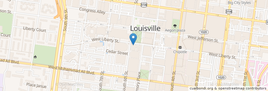 Mapa de ubicacion de Jefferson County Law Library en 美利坚合众国/美利堅合眾國, 肯塔基州, Jefferson County, Louisville.
