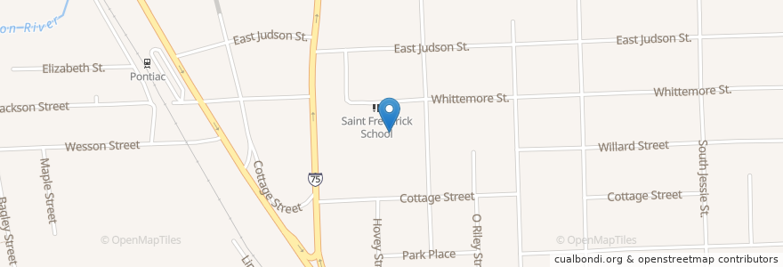 Mapa de ubicacion de Mercy Place-Neighborhood Clinic en 美利坚合众国/美利堅合眾國, 密歇根州, Oakland County, Pontiac.