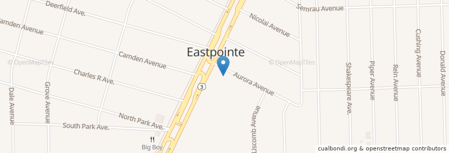 Mapa de ubicacion de Eastpointe Courthouse en アメリカ合衆国, ミシガン州, Macomb County, Eastpointe.