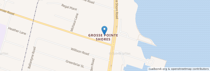 Mapa de ubicacion de Grosse Point Shores Courthouse en États-Unis D'Amérique, Michigan, Grosse Pointe Shores, Wayne County.