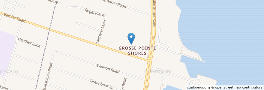 Mapa de ubicacion de Grosse Point Shore Fire Station en Estados Unidos Da América, Michigan, Grosse Pointe Shores, Wayne County.