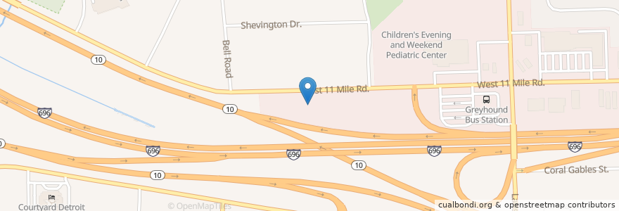 Mapa de ubicacion de Henry Ford Medical Center - Southfield en Amerika Birleşik Devletleri, Michigan, Oakland County, Southfield.