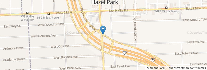 Mapa de ubicacion de Hazel Park Police Station en 美利坚合众国/美利堅合眾國, 密歇根州, Oakland County, Hazel Park.