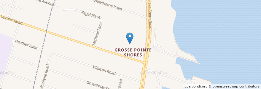 Mapa de ubicacion de Grosse Point Shore Police Station en アメリカ合衆国, ミシガン州, Grosse Pointe Shores, Wayne County.