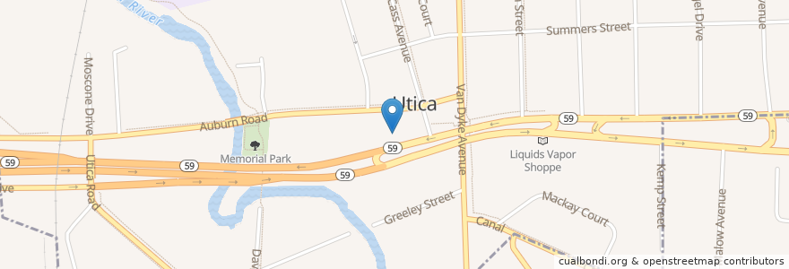 Mapa de ubicacion de Utica City Hall en الولايات المتّحدة الأمريكيّة, ميشيغان, Macomb County, Utica, Sterling Heights.