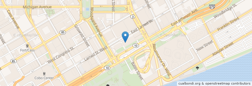 Mapa de ubicacion de Detroit City Hall Adminstrative Office en Stati Uniti D'America, Michigan, Wayne County, Detroit.