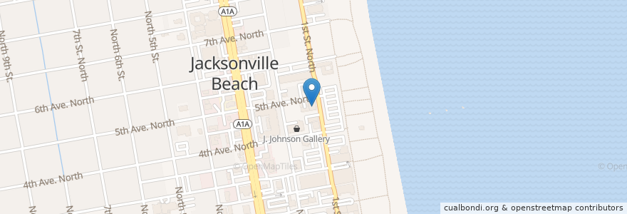 Mapa de ubicacion de Beaches Arts Center en アメリカ合衆国, フロリダ州, デュバル郡, Jacksonville Beach.