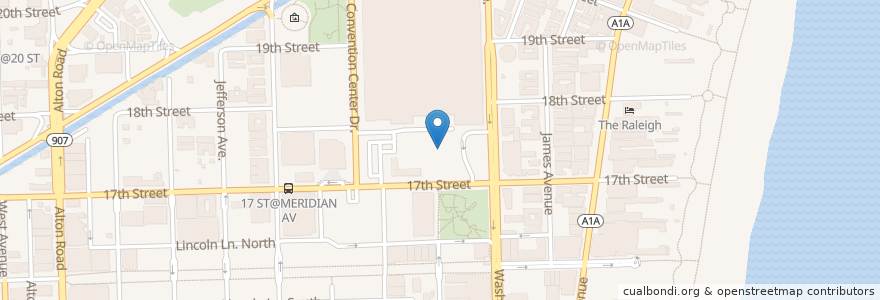 Mapa de ubicacion de Miami Beach Theater of the Performing Arts en 미국, 플로리다주, 마이애미데이드 군, 마이애미비치.