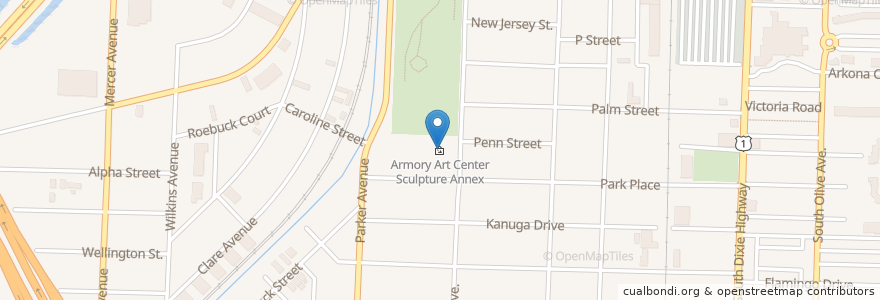 Mapa de ubicacion de Armory Art Center Sculpture Annex en アメリカ合衆国, フロリダ州, Palm Beach County, West Palm Beach.