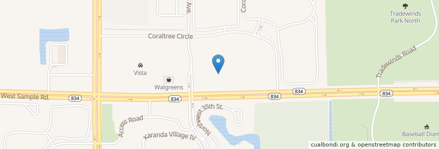 Mapa de ubicacion de Health Center of Coconut Creek en アメリカ合衆国, フロリダ州, Broward County, Coconut Creek.