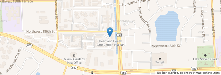 Mapa de ubicacion de Heartland Health Care Center -Hialeah en 미국, 플로리다주, 마이애미데이드 군.