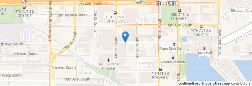 Mapa de ubicacion de Bayfront Family Health Center en Amerika Syarikat, Florida, Pinellas County, St. Petersburg.