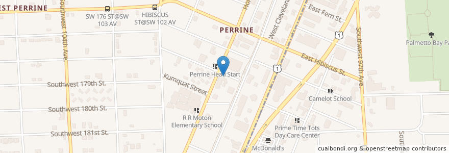 Mapa de ubicacion de West Perrine Health Center en 美利坚合众国/美利堅合眾國, 佛罗里达州/佛羅里達州, 迈阿密-戴德县/邁亞美戴德縣/邁阿密-戴德郡.