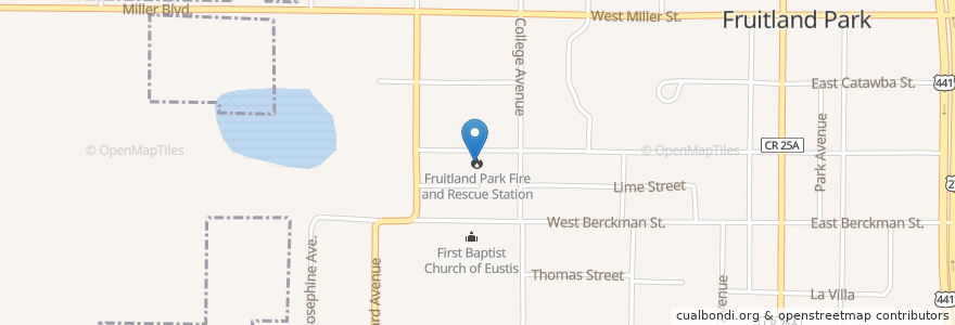 Mapa de ubicacion de Fruitland Park Fire and Rescue Station en Amerika Syarikat, Florida, Lake County, Fruitland Park.