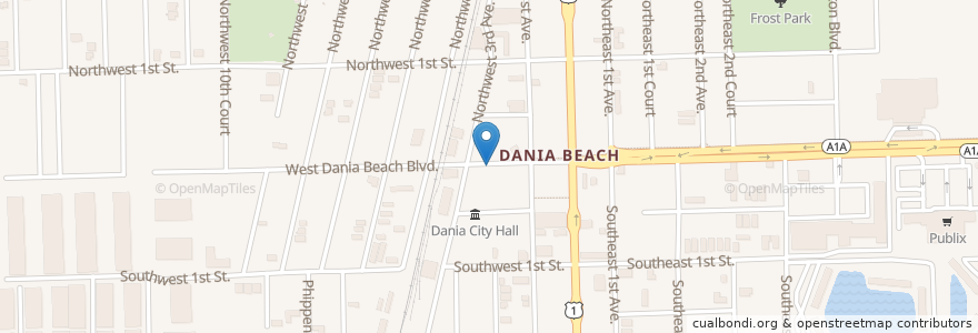 Mapa de ubicacion de Dania Fire Station en Estados Unidos Da América, Flórida, Broward County, Dania Beach.