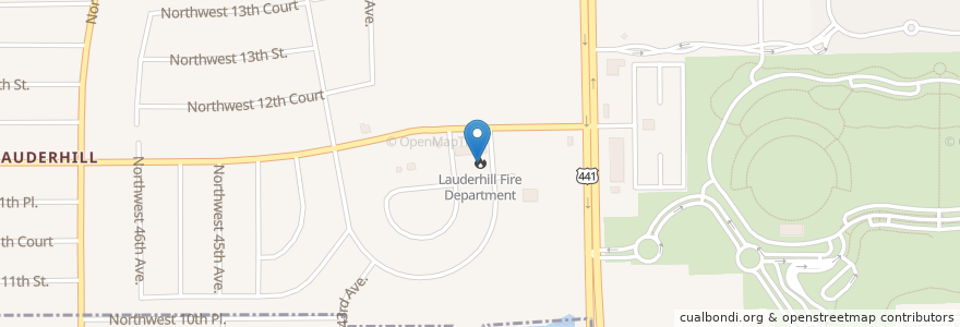Mapa de ubicacion de Lauderhill Fire Department en Estados Unidos De América, Florida, Broward County, Lauderhill.