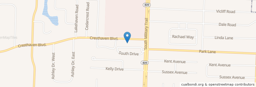 Mapa de ubicacion de Cresthaven Fire Department Station 36 en Соединённые Штаты Америки, Флорида, Palm Beach County.