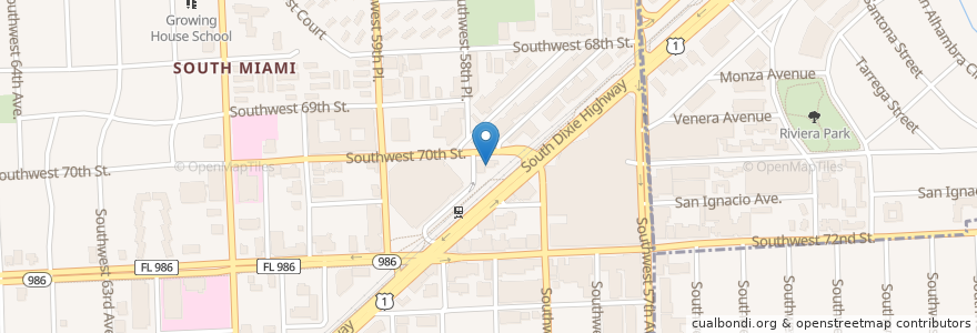 Mapa de ubicacion de South Miami Fire Department Station 14 en Amerika Birleşik Devletleri, Florida, Miami-Dade County, South Miami.