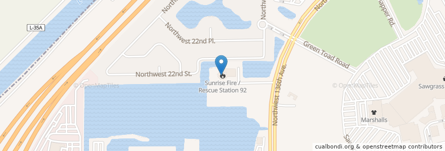 Mapa de ubicacion de Sunrise Fire / Rescue Station 92 en Estados Unidos Da América, Flórida, Broward County, Sunrise.
