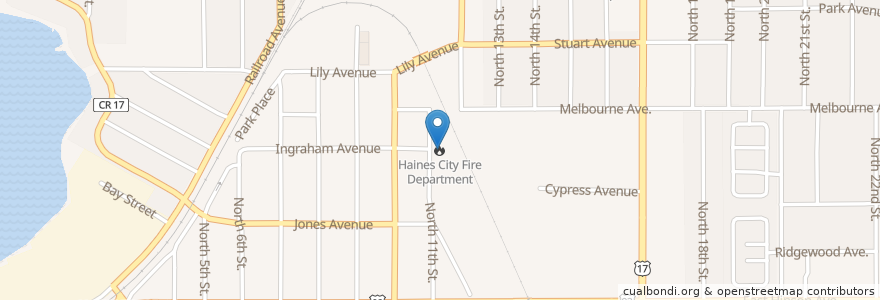 Mapa de ubicacion de Haines City Fire Department en ایالات متحده آمریکا, فلوریدا, Polk County, Haines City.
