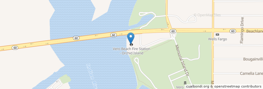 Mapa de ubicacion de Vero Beach Fire Station - Orchid Island en 美利坚合众国/美利堅合眾國, 佛罗里达州/佛羅里達州, Indian River County, Vero Beach.