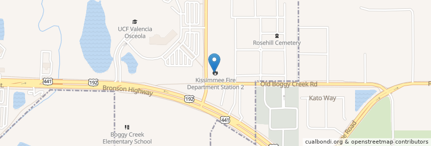 Mapa de ubicacion de Kissimmee Fire Department Station 2 en 미국, 플로리다주, Osceola County.