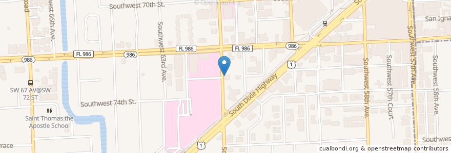 Mapa de ubicacion de South Miami Hospital Child Care Center en 美利坚合众国/美利堅合眾國, 佛罗里达州/佛羅里達州, 迈阿密-戴德县/邁亞美戴德縣/邁阿密-戴德郡, South Miami.