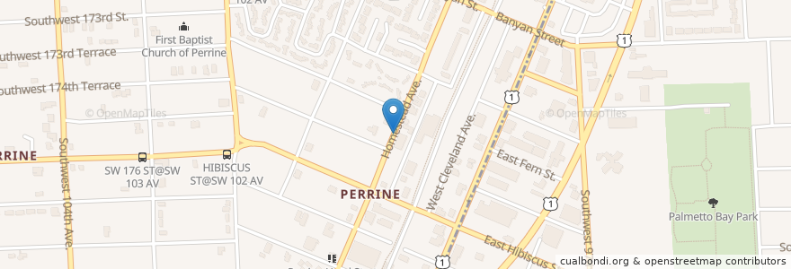 Mapa de ubicacion de West Perrine Child Development Center en 미국, 플로리다주, 마이애미데이드 군.