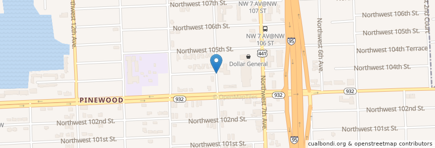 Mapa de ubicacion de Metropolitan Baptist Church Day Care Center en 미국, 플로리다주, 마이애미데이드 군.