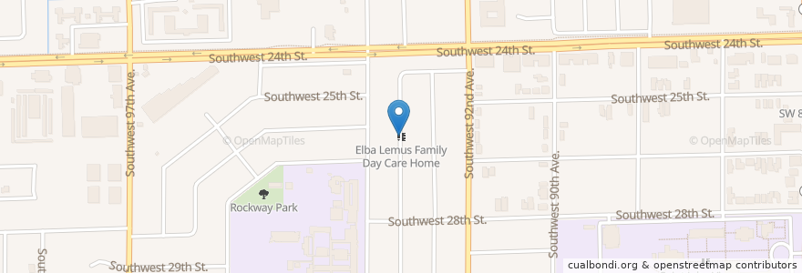 Mapa de ubicacion de Elba Lemus Family Day Care Home en United States, Florida, Miami-Dade County.