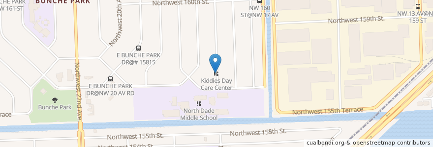 Mapa de ubicacion de Kiddies Day Care Center en 美利坚合众国/美利堅合眾國, 佛罗里达州/佛羅里達州, 迈阿密-戴德县/邁亞美戴德縣/邁阿密-戴德郡, Miami Gardens.