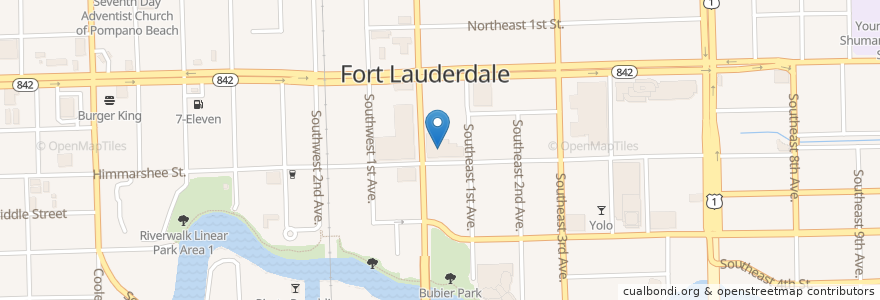 Mapa de ubicacion de Fort Lauderdale Library Main Branch en Соединённые Штаты Америки, Флорида, Broward County, Fort Lauderdale.