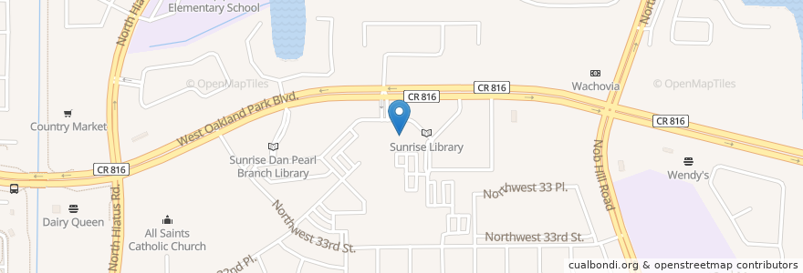Mapa de ubicacion de Sunrise Dan Pearl Branch Library en Соединённые Штаты Америки, Флорида, Broward County, Sunrise.