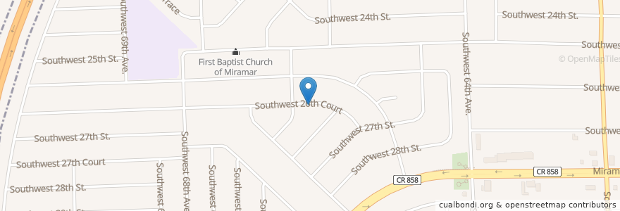 Mapa de ubicacion de Miramar Library en Estados Unidos Da América, Flórida, Broward County, Miramar.