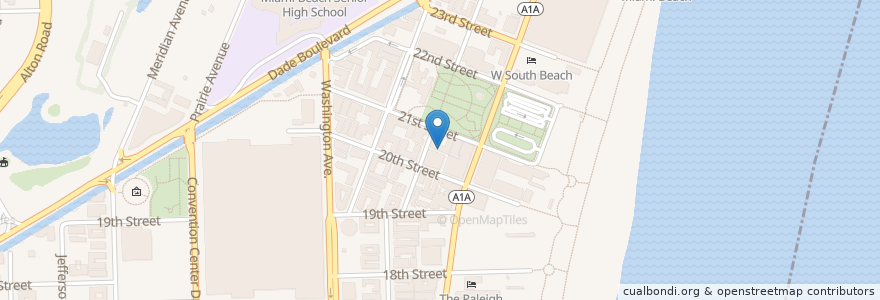 Mapa de ubicacion de Miami Beach Public Library en Amerika Birleşik Devletleri, Florida, Miami-Dade County, Miami Beach.