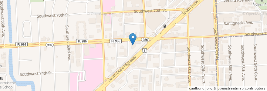 Mapa de ubicacion de South Miami Library en 美利坚合众国/美利堅合眾國, 佛罗里达州/佛羅里達州, 迈阿密-戴德县/邁亞美戴德縣/邁阿密-戴德郡, South Miami.