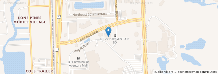 Mapa de ubicacion de Northeast Dade - Aventura Branch Library en 미국, 플로리다주, 마이애미데이드 군, Aventura.