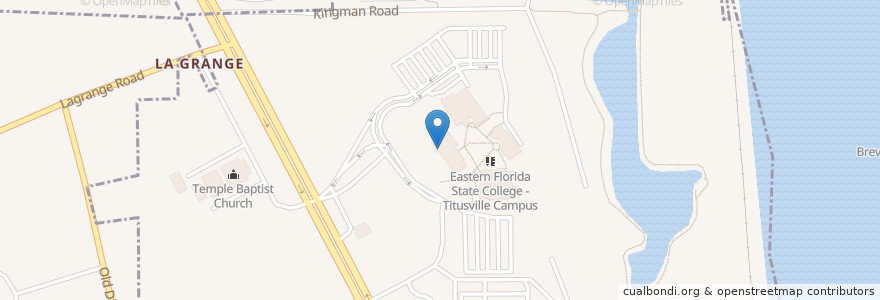 Mapa de ubicacion de Eastern Florida State College Titusville Campus Library Resource Center en 美利坚合众国/美利堅合眾國, 佛罗里达州/佛羅里達州, 布里瓦德县/布里瓦德縣/布里瓦德郡, 泰特斯维尔/泰特斯維爾.
