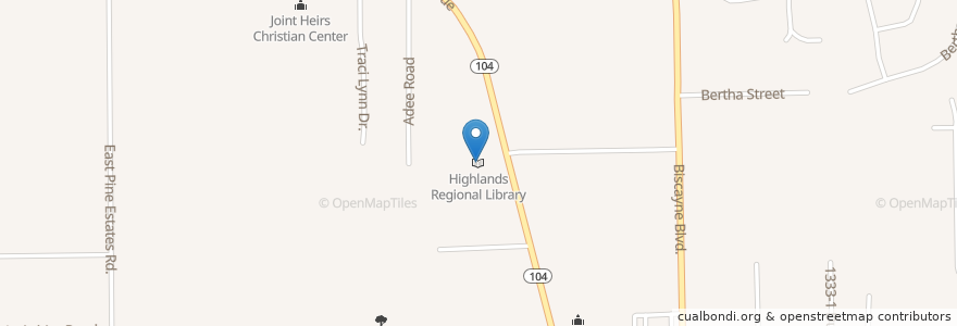 Mapa de ubicacion de Highlands Regional Library en États-Unis D'Amérique, Floride, Comté De Duval, Jacksonville.