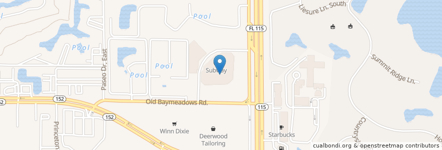 Mapa de ubicacion de Florida Community College Deerwood Center Library en Vereinigte Staaten Von Amerika, Florida, Duval County, Jacksonville.