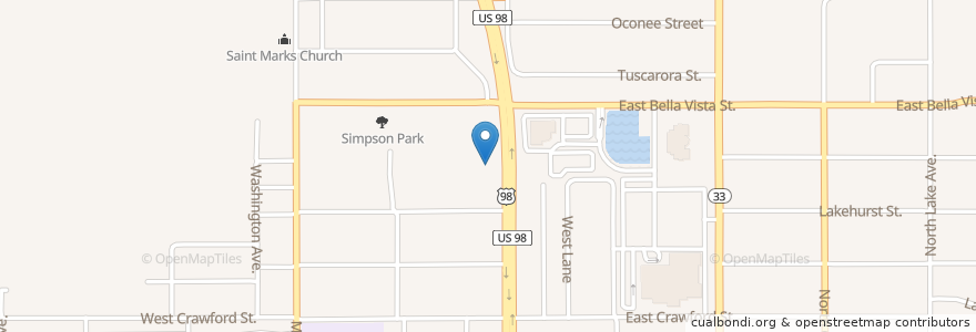 Mapa de ubicacion de Polk County Library Cooperative Larry R Jackson Branch Library en Соединённые Штаты Америки, Флорида, Polk County, Lakeland.