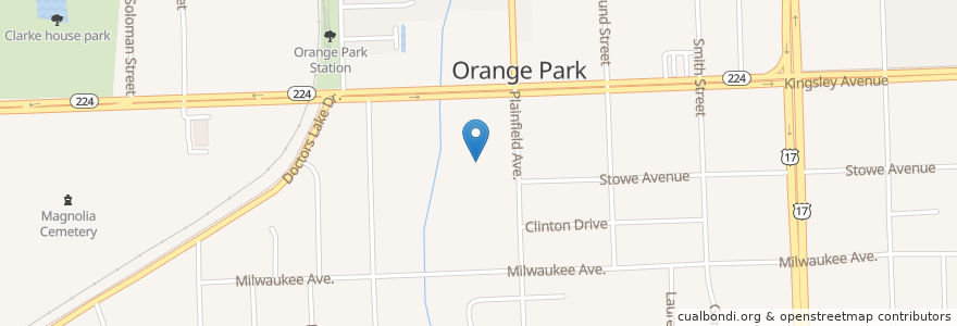 Mapa de ubicacion de Clay County Public Library System Orange Park Branch Library en アメリカ合衆国, フロリダ州, Clay County, Orange Park.