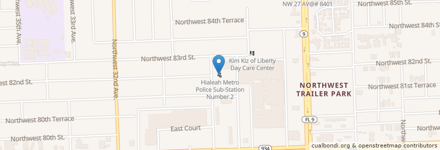 Mapa de ubicacion de Hialeah Metro Police Sub-Station Number 2 en 美利坚合众国/美利堅合眾國, 佛罗里达州/佛羅里達州, 迈阿密-戴德县/邁亞美戴德縣/邁阿密-戴德郡.