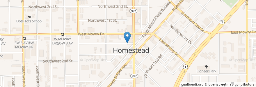 Mapa de ubicacion de Homestead Police Station en 美利坚合众国/美利堅合眾國, 佛罗里达州/佛羅里達州, 迈阿密-戴德县/邁亞美戴德縣/邁阿密-戴德郡, Homestead.
