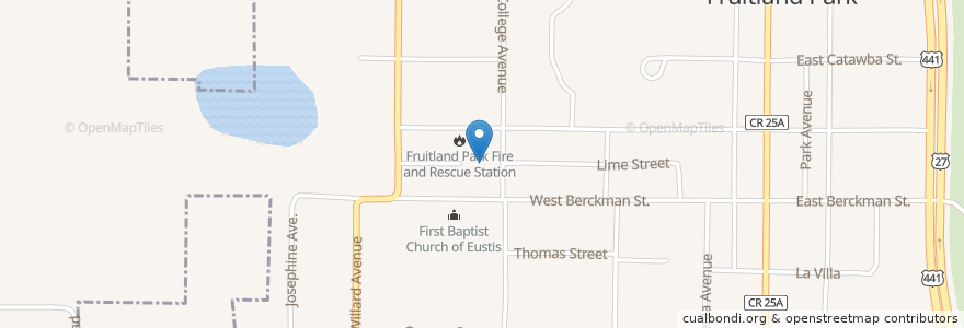 Mapa de ubicacion de Fruitland Park Police Department en Stati Uniti D'America, Florida, Lake County, Fruitland Park.