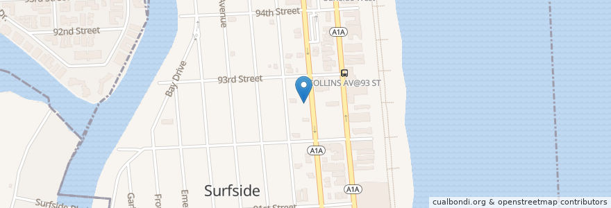 Mapa de ubicacion de Surfside Police Station en 美利坚合众国/美利堅合眾國, 佛罗里达州/佛羅里達州, 迈阿密-戴德县/邁亞美戴德縣/邁阿密-戴德郡, Surfside.