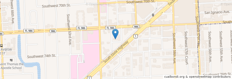 Mapa de ubicacion de South Miami Police Station en Amerika Syarikat, Florida, Miami-Dade County, South Miami.