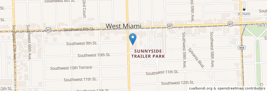 Mapa de ubicacion de West Miami Police Station en 美利坚合众国/美利堅合眾國, 佛罗里达州/佛羅里達州, 迈阿密-戴德县/邁亞美戴德縣/邁阿密-戴德郡, West Miami.