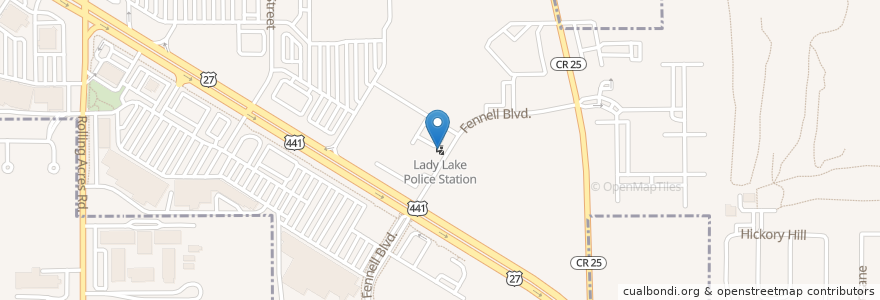 Mapa de ubicacion de Lady Lake Police Station en Estados Unidos Da América, Flórida, Lake County, Lady Lake.