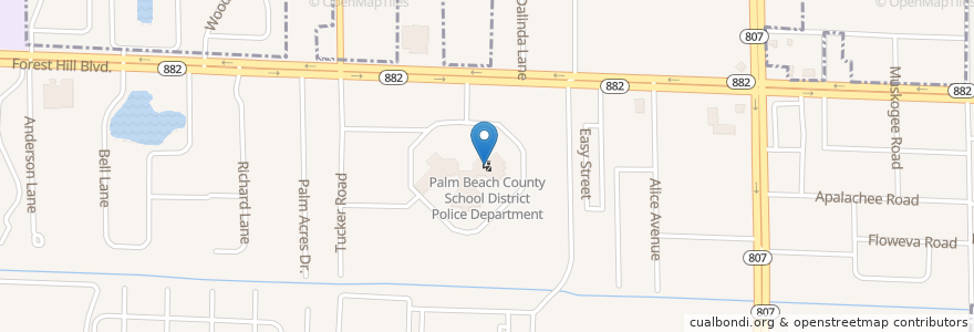 Mapa de ubicacion de Palm Beach County School District Police Department en Estados Unidos Da América, Flórida, Palm Beach County, Palm Springs.